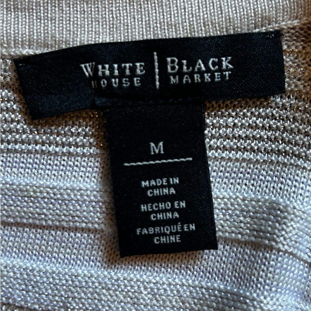 WHITE HOUSE | BLACK MARKET Women’s Embellished Halter Ecru W Pearl Dust. Size M - Picture 5 of 7